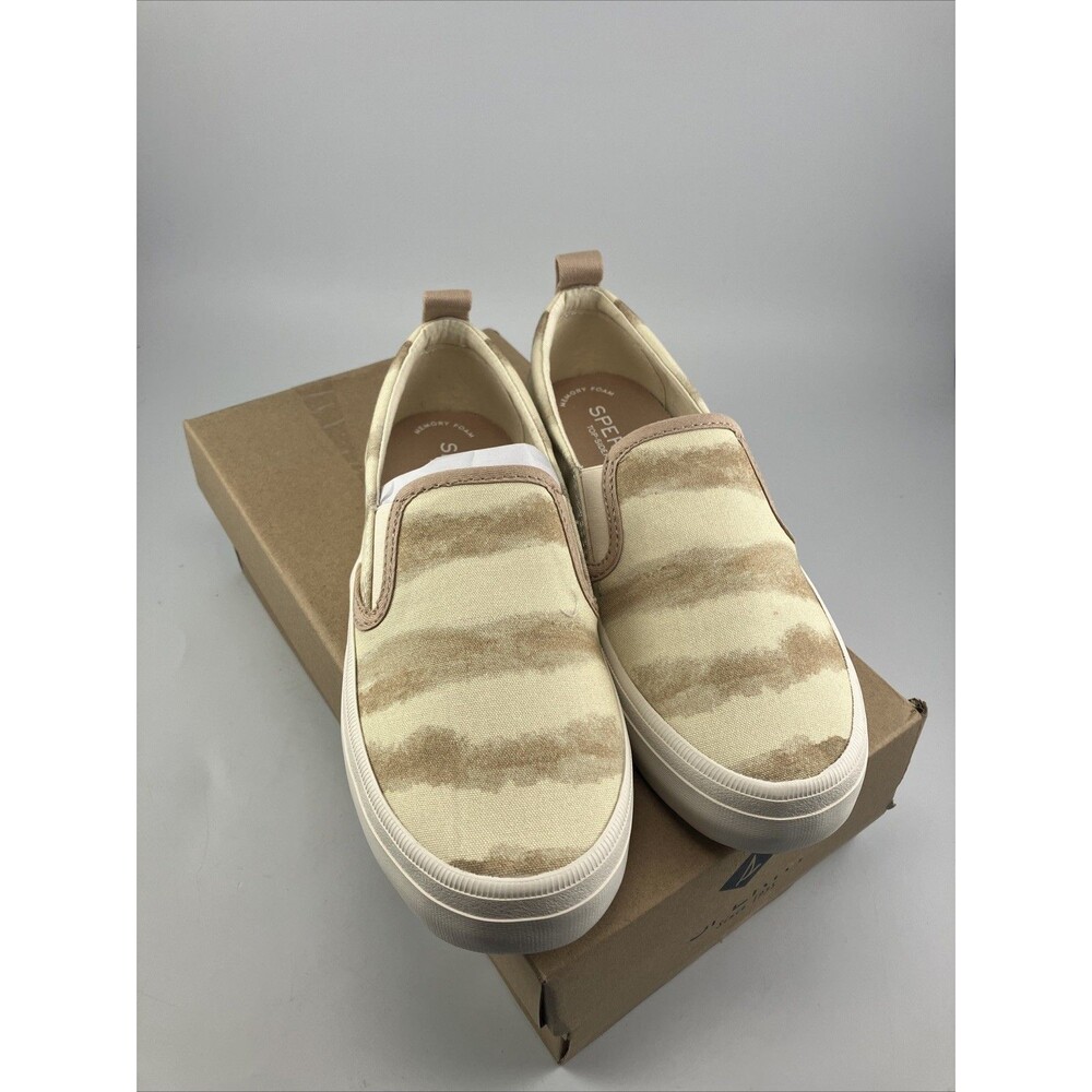 NEW Sperry Women's Crest Twin Gore Tie Dye Taupe Slip-On Shoes Size 5M